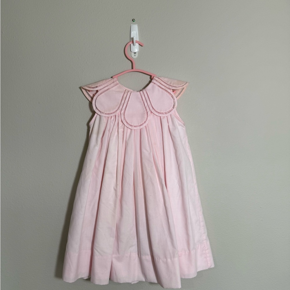 Sleeveless Pink Scallop Collar Kids Dress